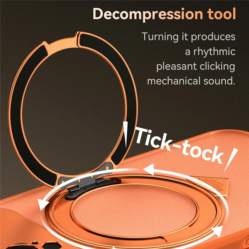 SULADA For iPhone 16 Pro Magnetic Phone Case Transfer to 17 Pro with 360° Rotating Kickstand PC TPU Back Cover - Orange