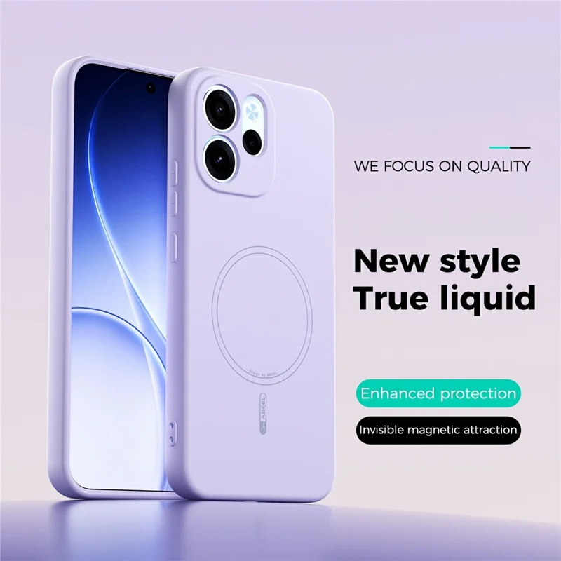 ABEEL For Oppo Reno15 F 5G Magnetic Case Skin Touch Liquid Silicone Phone Back Cover - Purple