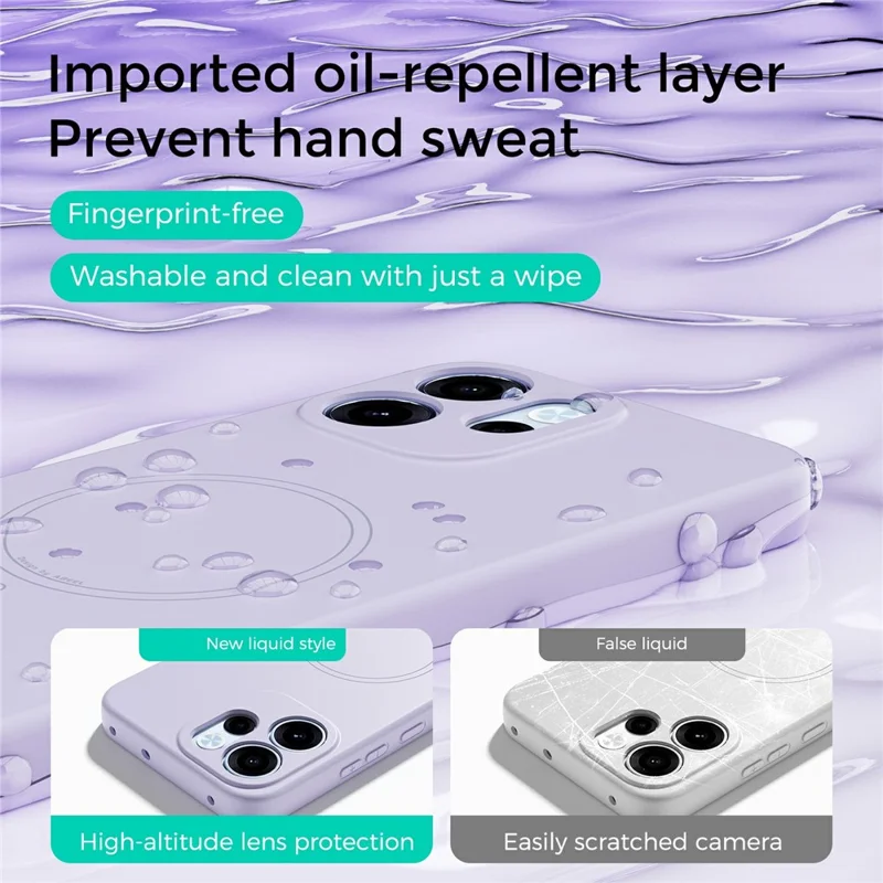 ABEEL For Oppo Reno15 F 5G Magnetic Case Skin Touch Liquid Silicone Phone Back Cover - Purple