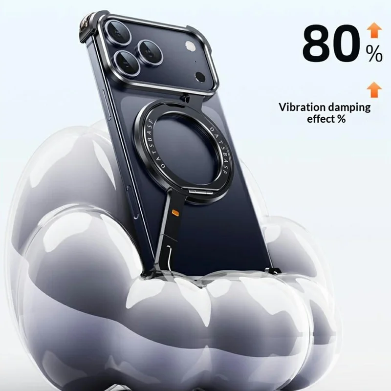 Bulk Purchasing For iPhone 17 Pro Max Magnetic Case Rotary Kickstand Metal Phone Bumper Cover - Black