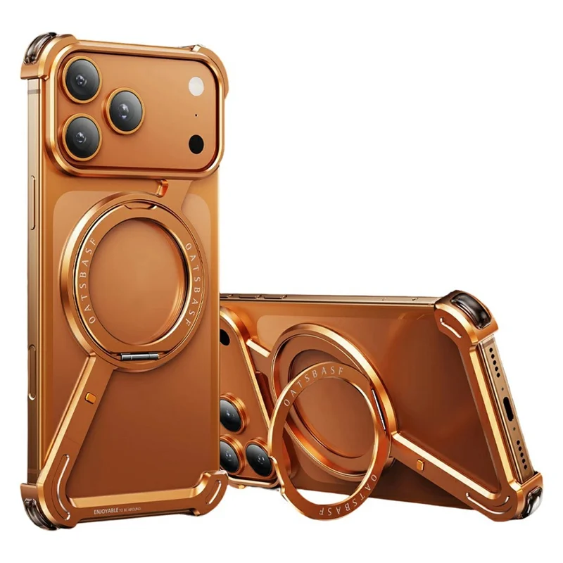 Compra al por mayor para funda magnética iPhone 17 Pro Max con soporte giratorio y cubierta protectora metálica - Naranja