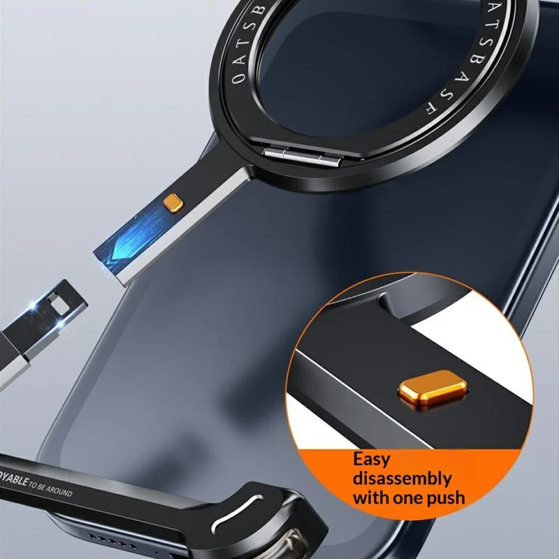 Compra al por mayor para funda magnética iPhone 17 Pro Max con soporte giratorio y cubierta protectora metálica - Naranja