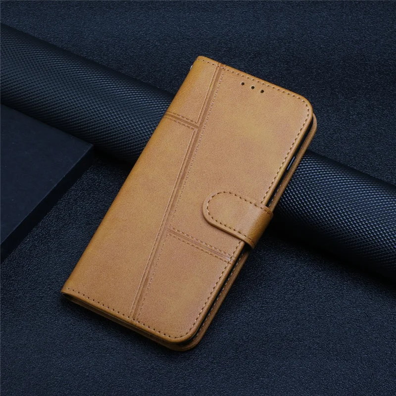 For Oppo Reno15 F 5G Leather Phone Case Foldable Stand Wallet Flip Cover with Strap - Yellow