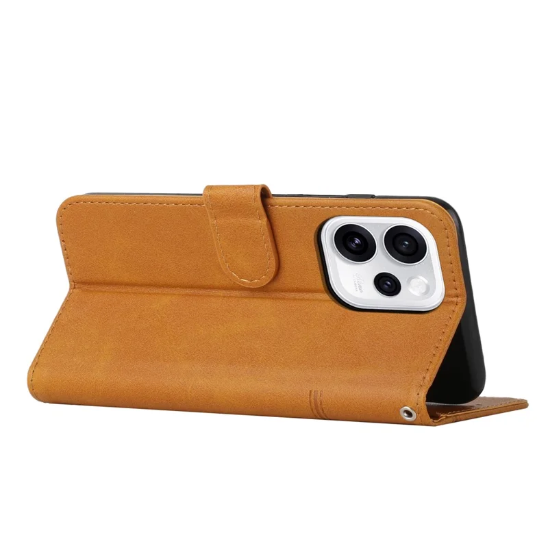 For Oppo Reno15 F 5G Leather Phone Case Foldable Stand Wallet Flip Cover with Strap - Yellow