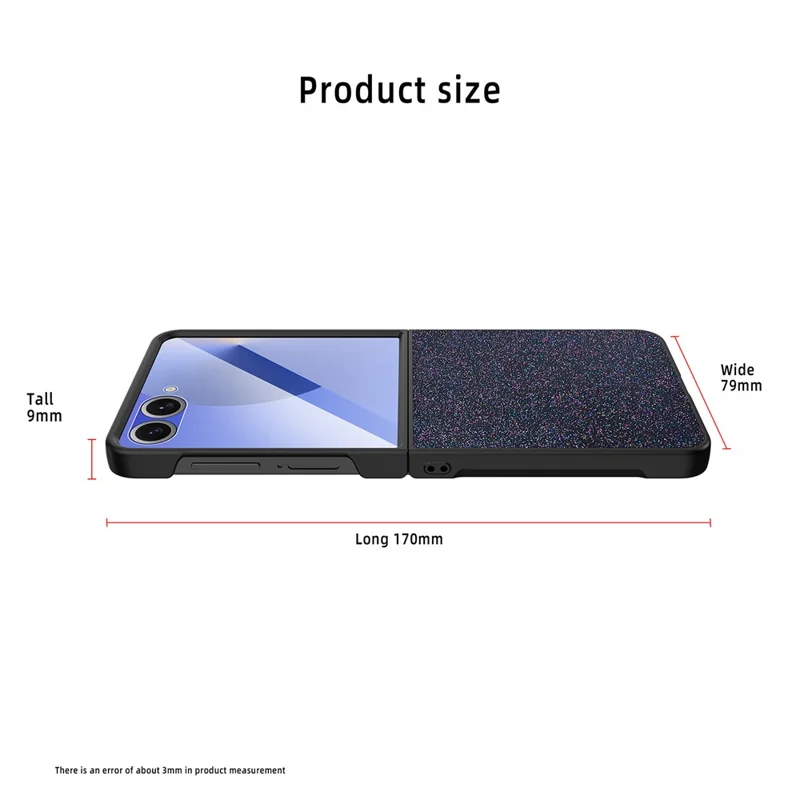 For Samsung Galaxy Z Flip7 5G Case Anti-Fingerprint PU + PC + Tempered Glass Phone Back Cover - Black