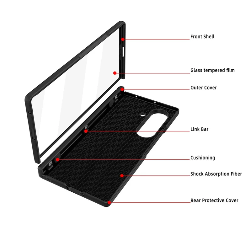 For Samsung Galaxy Z Fold7 5G Case PC PU Leather Wristband Design Phone Cover with Kickstand and Front Screen Film - Black