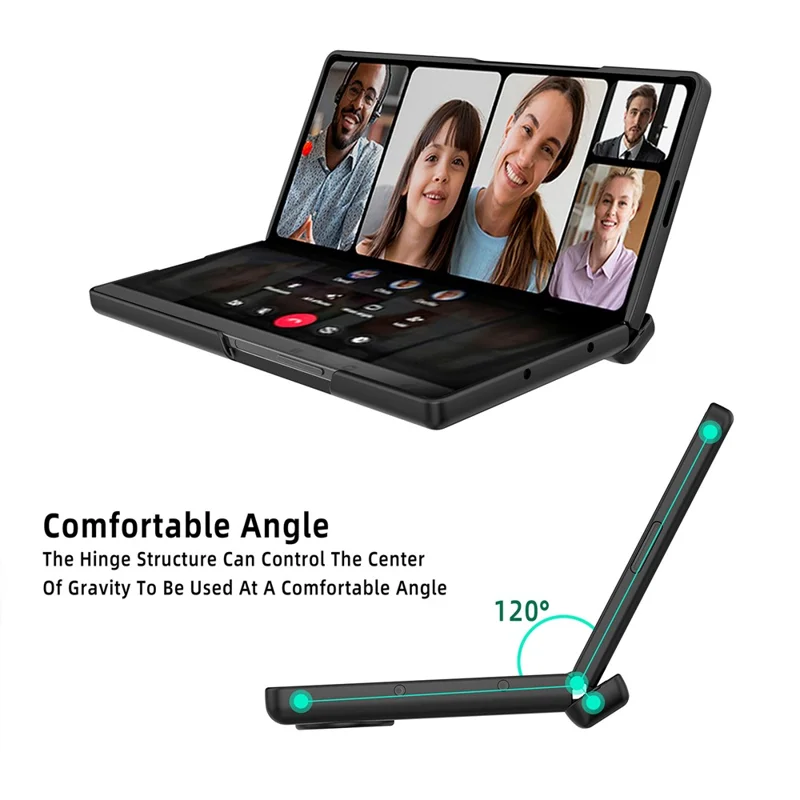 For Samsung Galaxy Z Fold7 5G Case PC PU Leather Wristband Design Phone Cover with Kickstand and Front Screen Film - Black