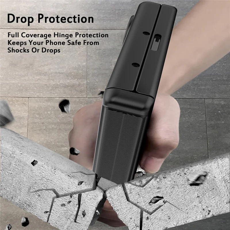 For Samsung Galaxy Z Fold7 5G Case PC PU Leather Wristband Design Phone Cover with Kickstand and Front Screen Film - Black