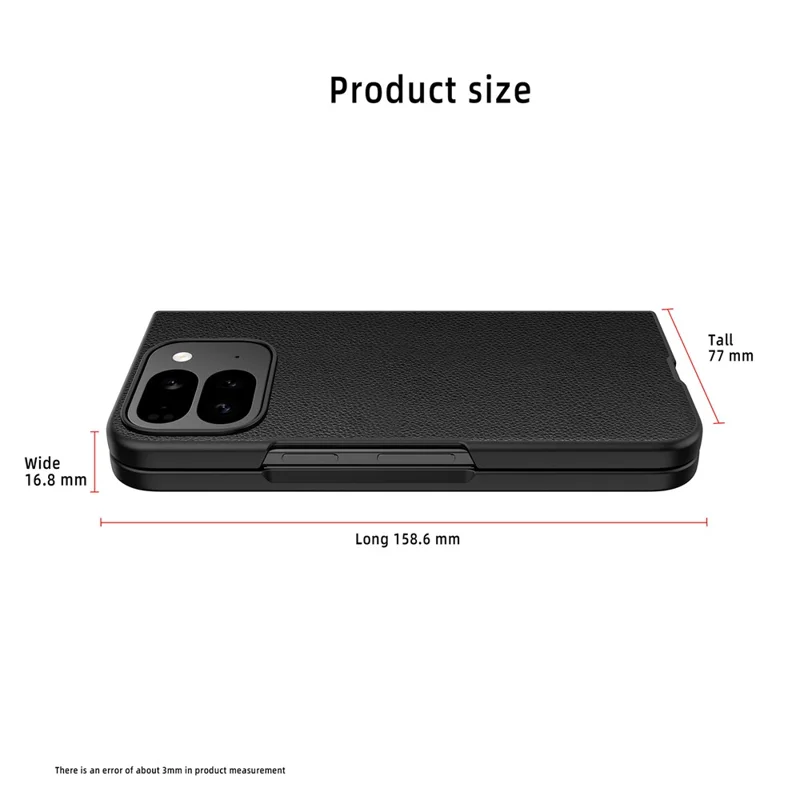 For Google Pixel 10 Pro Fold Case PU Leather PC Litchi Coated Phone Cover with Screen  /  Lens Film  - Gold