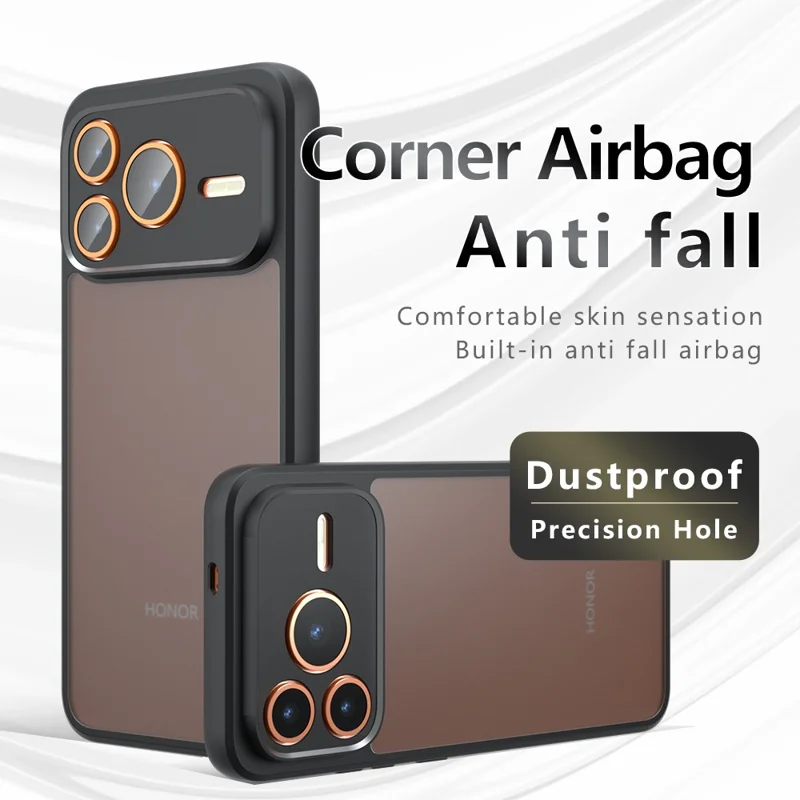 For Honor Power2 5G Case Skin-Touch TPU + PC Matte Phone Back Cover - Transparent Black