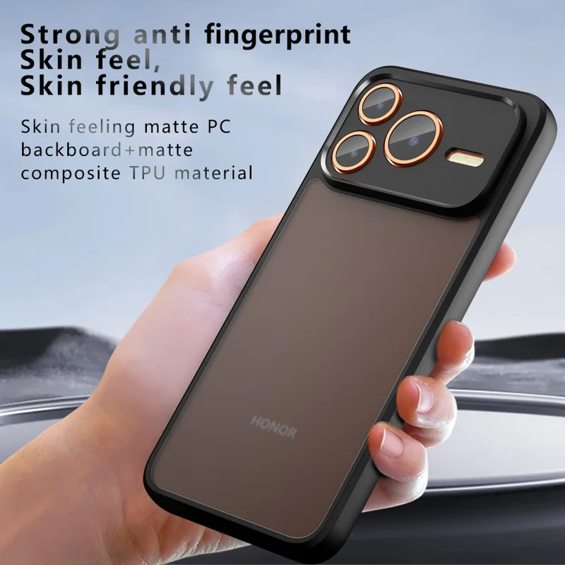 For Honor Power2 5G Case Skin-Touch TPU + PC Matte Phone Back Cover - Transparent Black