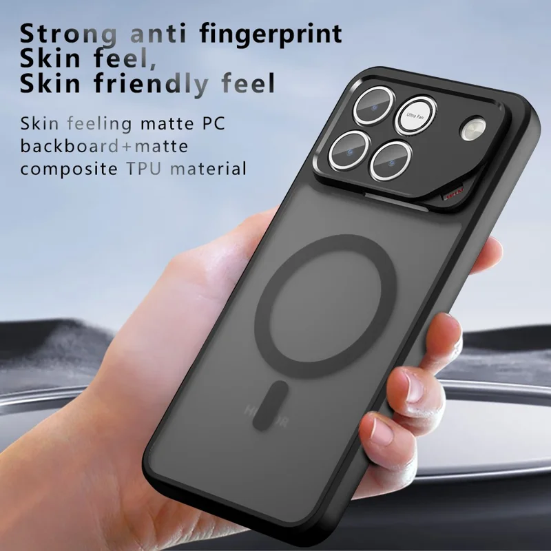 Magnetic Case For Honor Win 5G  /  Win RT 5G TPU + PC Matte Skin Touch Phone Cover - Black