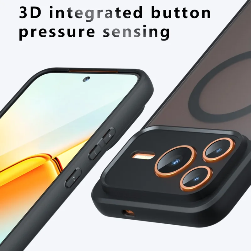 For Honor Power2 5G Magnetic Case TPU + PC Matte Skin Touch Phone Cover - Black