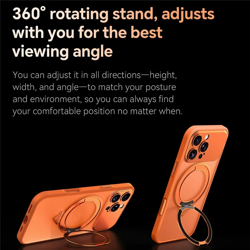 SULADA For iPhone 16 Pro Max Magnetic Case with 360° Rotating Kickstand Transfer to 17 Pro Max PC TPU Phone Cover Compatible with MagSafe - Orange