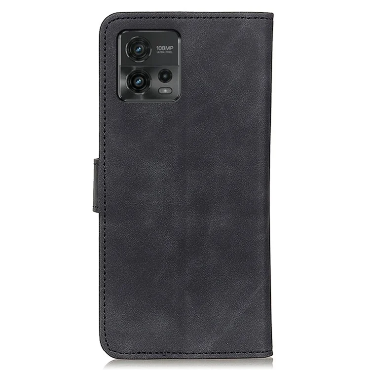KHAZNEH для Motorola Moto G72 4G PU кожаный винтажный текстурированный чехол с полной защитой, магнитным замком и бумажником - черный