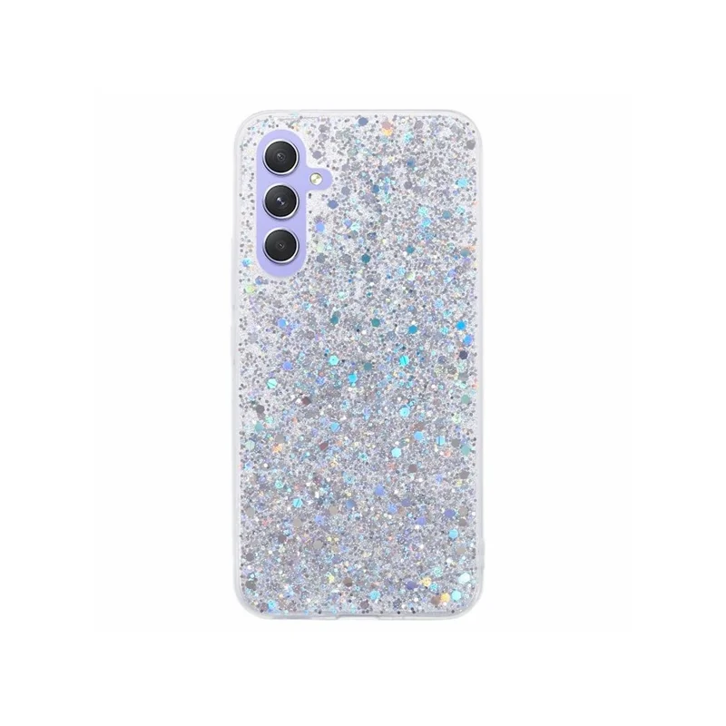 For Samsung Galaxy A37 5G Case Shockproof Soft TPU Phone Cover Glittery Design - Silver