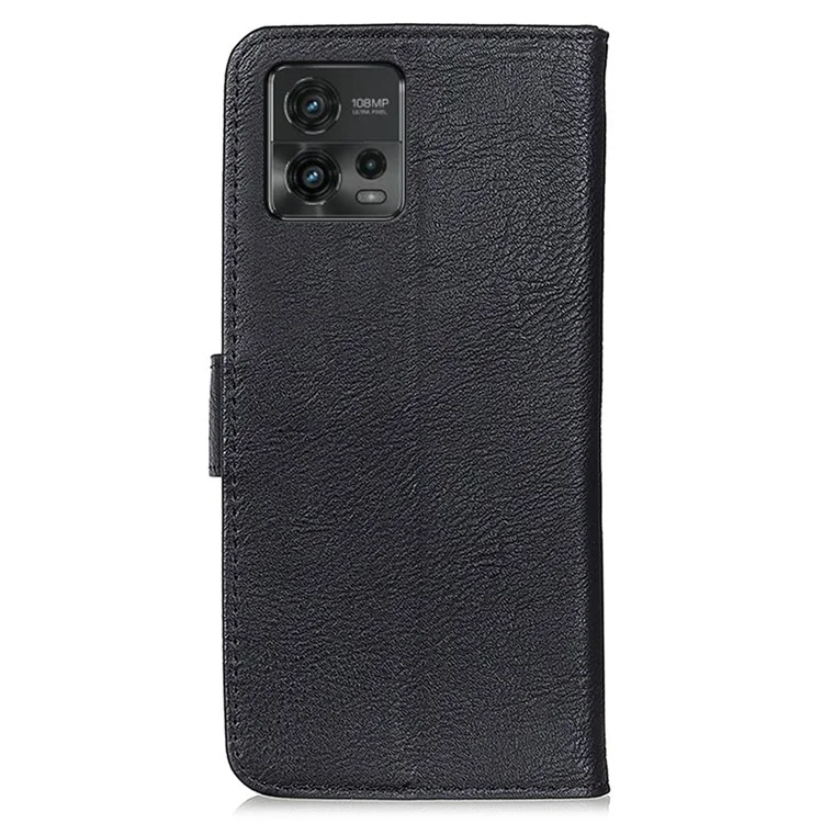 Khazneh Para Motorola Moto G72 4G Textura de la Caza Textura PU Funda de Cuero Caso Plegable Poldable Phele-propage Shell - Negro