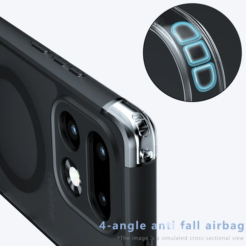 For Realme 16 Pro+ 5G Magnetic Case TPU + PC Matte Skin Touch Phone Cover - Black