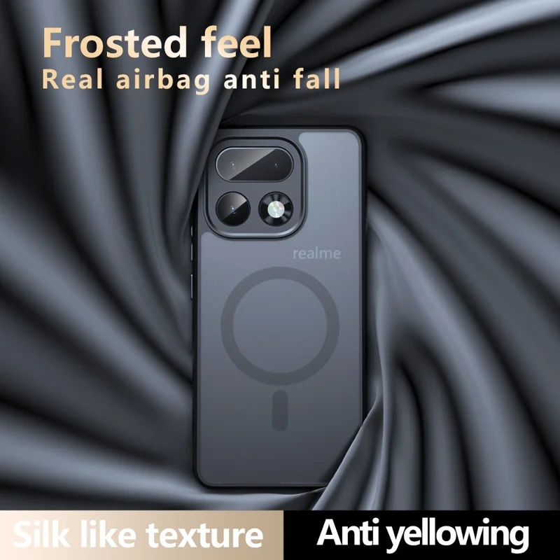 For Realme 16 Pro+ 5G Magnetic Case TPU + PC Matte Skin Touch Phone Cover - Black