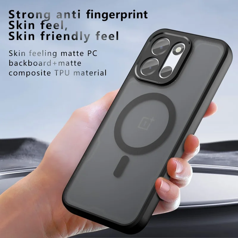 Magnetic Case For OnePlus Turbo 6V 5G  /  Turbo 6 5G TPU + PC Matte Skin Touch Phone Cover - Black