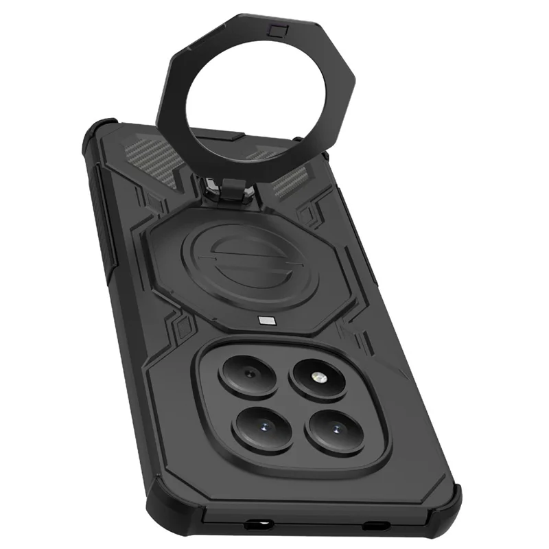 For Xiaomi Redmi Note 15 Pro 4G (Global) Magnetic Case Rotating Metal Kickstand Shockproof PC + TPU Phone Back Cover - Black