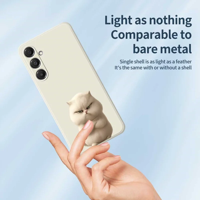 For Samsung Galaxy S26 Case Angry Cat Pattern Printing Straight Edge TPU Phone Back Cover - Beige