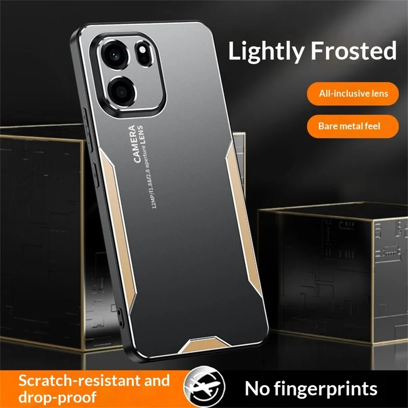 For OnePlus Turbo 6V 5G Phone Case Aluminium Alloy TPU PC Back Cover - Gold