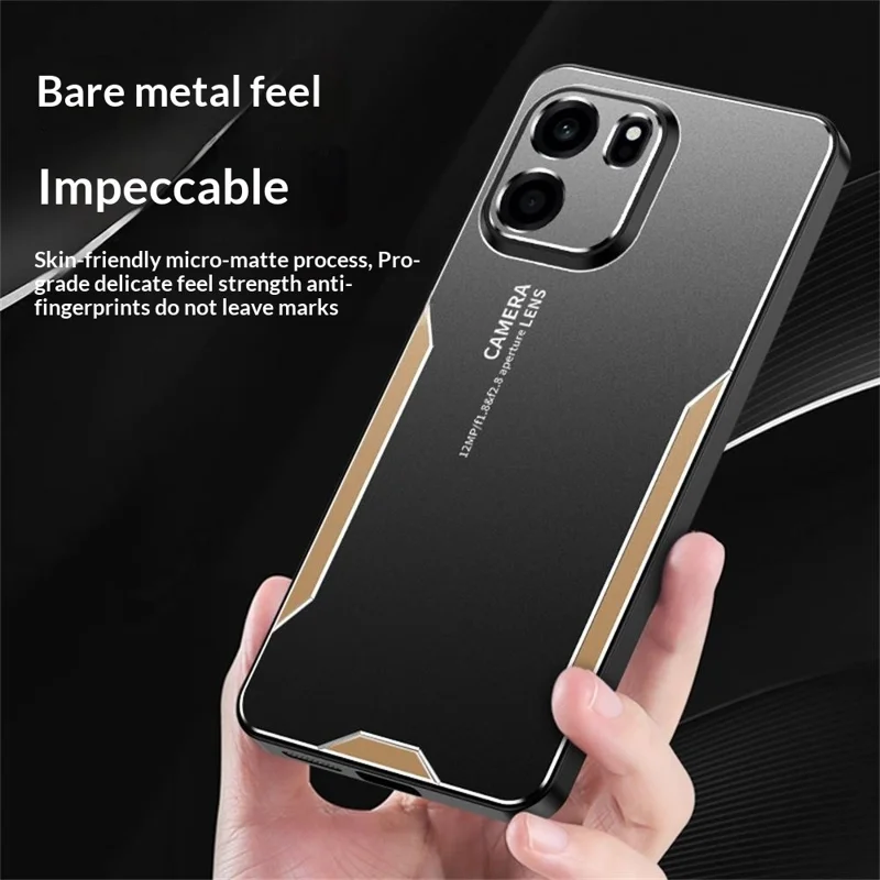For OnePlus Turbo 6V 5G Phone Case Aluminium Alloy TPU PC Back Cover - Gold