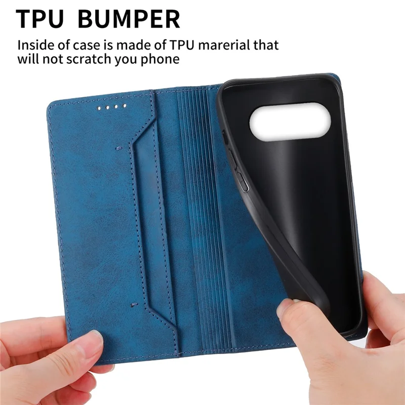 Bulk Purchasing For Google Pixel 10a Wallet Case RFID Blocking TPU PU Leather Phone Cover - Blue
