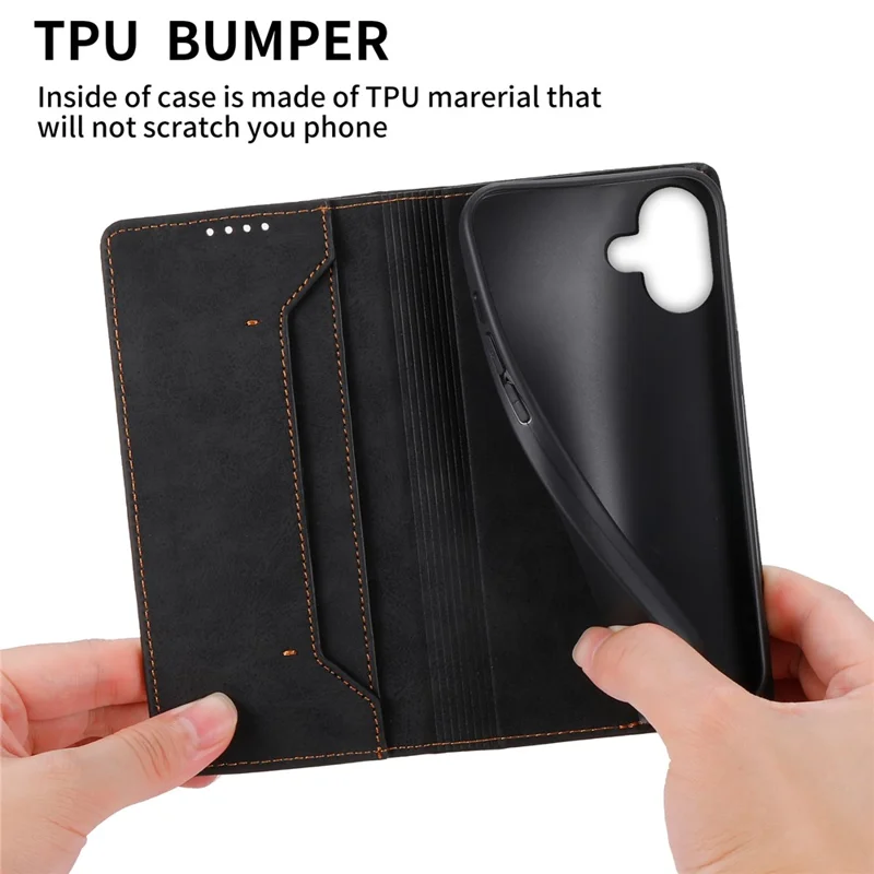 Bulk Purchasing For iPhone 17 Wallet Case RFID Blocking TPU PU Leather Phone Cover - Black