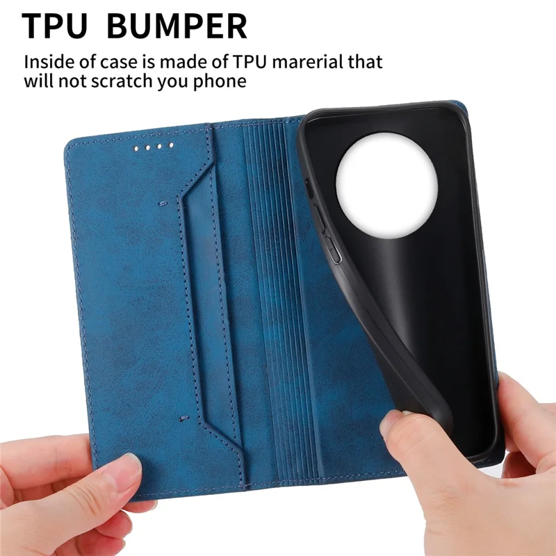 Bulk Purchasing For Realme 14 Pro 5G Wallet Case RFID Blocking TPU PU Leather Phone Cover - Blue