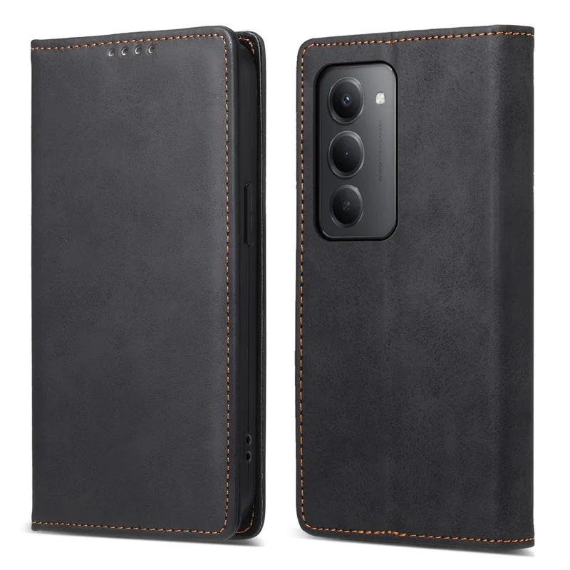 Bulk Purchasing For Xiaomi Redmi 15 5G (Global) (169mm) Wallet Case RFID Blocking TPU PU Leather Phone Cover - Black