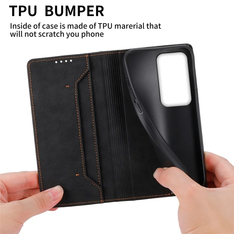 Bulk Purchasing For Xiaomi Redmi 15 5G (Global) (169mm) Wallet Case RFID Blocking TPU PU Leather Phone Cover - Black