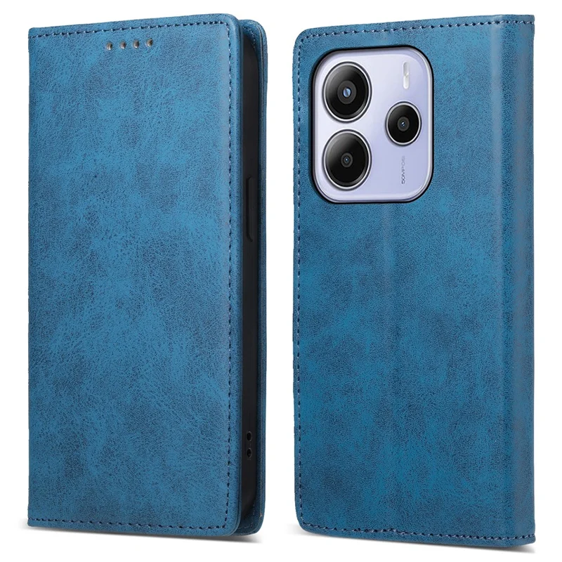 Bulk Purchasing For Xiaomi Redmi Note 14 4G (164.84mm) Wallet Case RFID Blocking TPU PU Leather Phone Cover - Blue