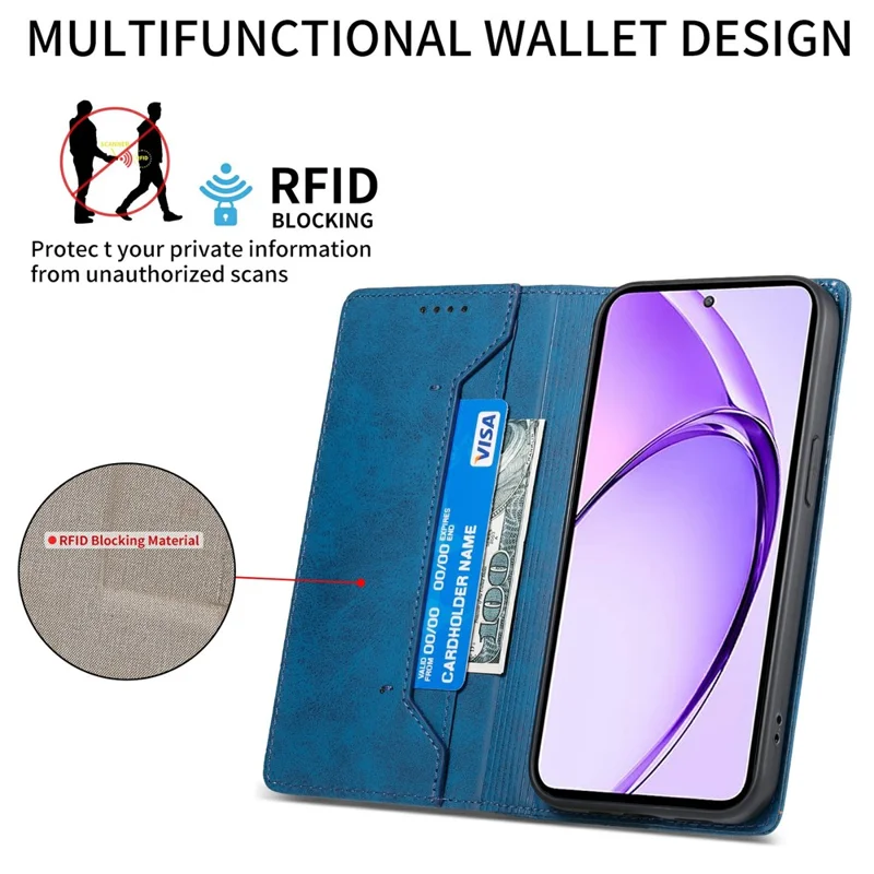 Bulk Purchasing For Samsung Galaxy A57 5G Wallet Case RFID Blocking TPU PU Leather Phone Cover - Blue