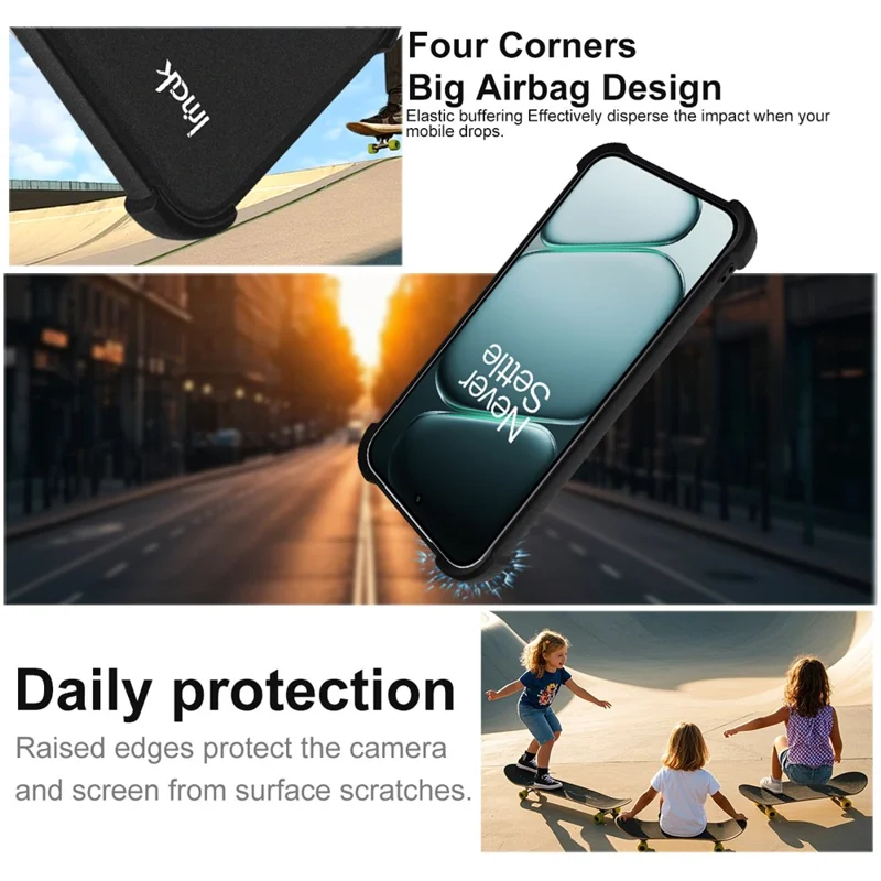 IMAK For OnePlus Turbo 6 5G Case TPU Phone Cover Airbag Shockproof Protection - Matte Black