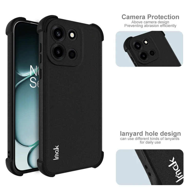 IMAK For OnePlus Turbo 6 5G Case TPU Phone Cover Airbag Shockproof Protection - Matte Black