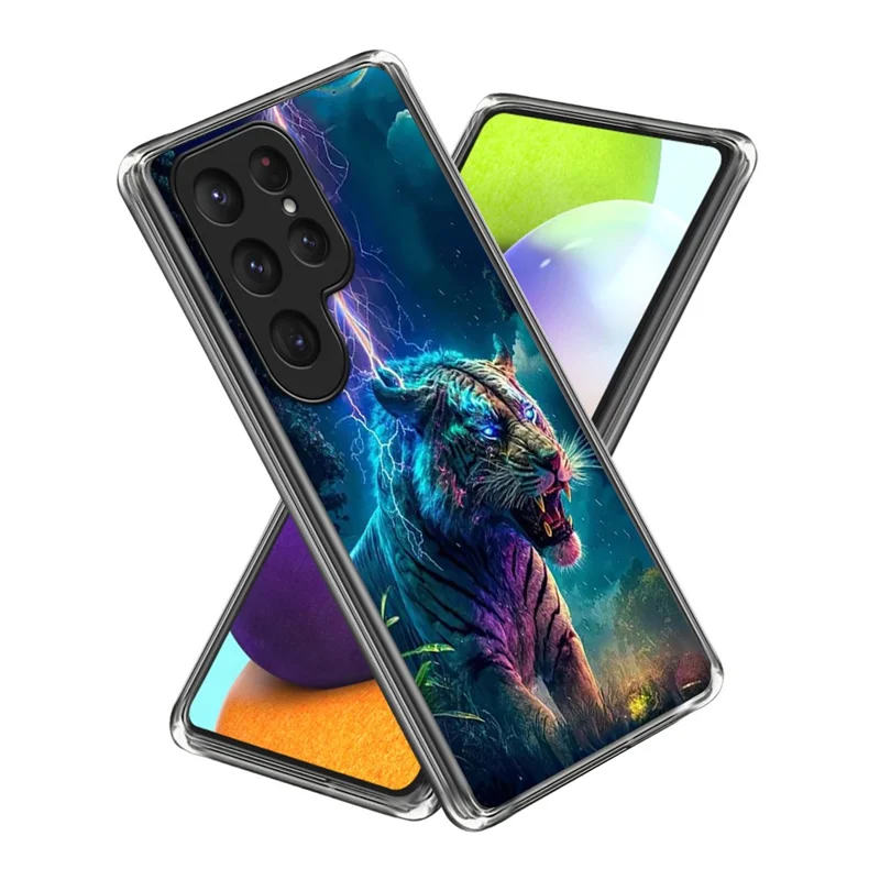 For Samsung Galaxy S26 Ultra Case IMD Pattern Printed Shockproof TPU Phone Cover - Lightning Tiger