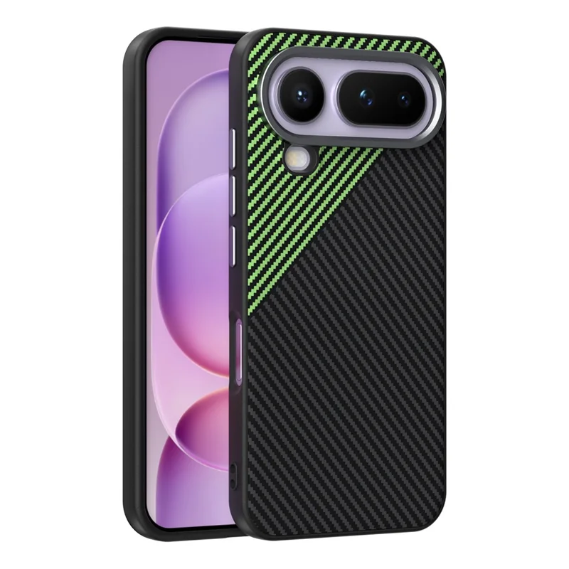 ABEEL For Honor Magic8 Pro Air 5G Magnetic Case Carbon Fiber Texture TPU PC PU Phone Back Cover - Black  /  Green
