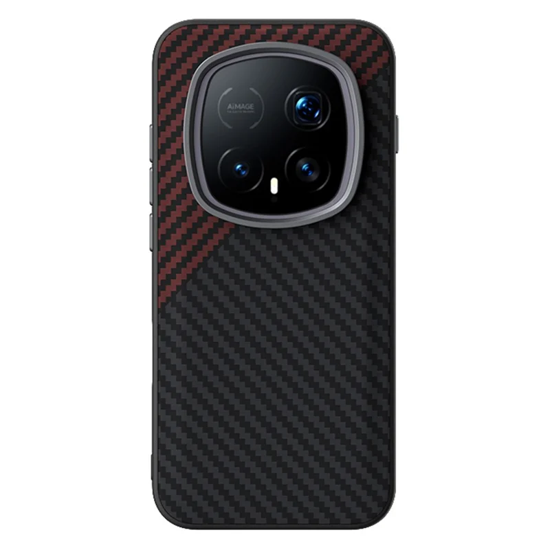 ABEEL For Honor Magic8 RSR Porsche Design 5G Magnetic Case Carbon Fiber Texture Phone Back Cover - Black  /  Red