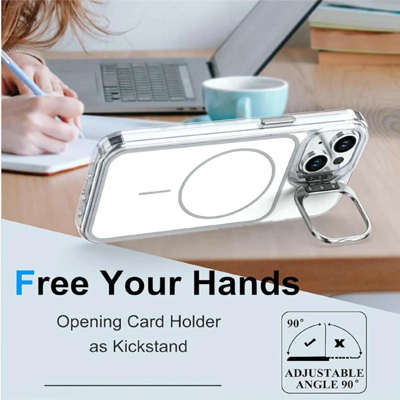 Magnetic Case For iPhone 14  /  13 Matching Color Lens Kickstand TPU PC Phone Cover Compatible with MagSafe - White