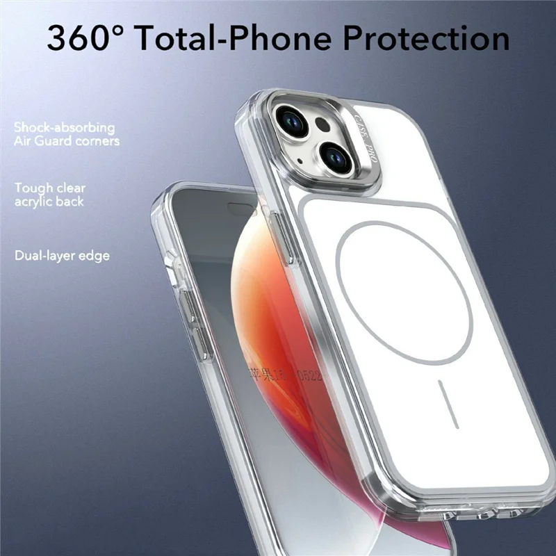 Magnetic Case For iPhone 14  /  13 Matching Color Lens Kickstand TPU PC Phone Cover Compatible with MagSafe - White