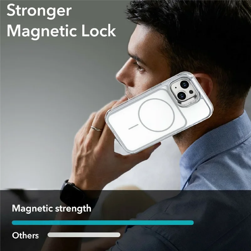 Magnetic Case For iPhone 14  /  13 Matching Color Lens Kickstand TPU PC Phone Cover Compatible with MagSafe - White