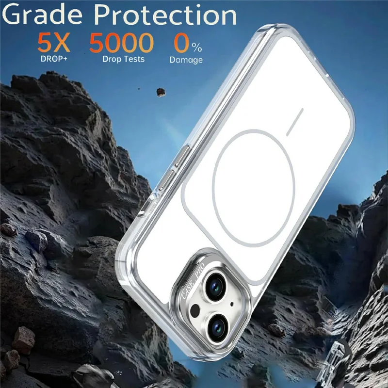 Magnetic Case For iPhone 14  /  13 Matching Color Lens Kickstand TPU PC Phone Cover Compatible with MagSafe - White
