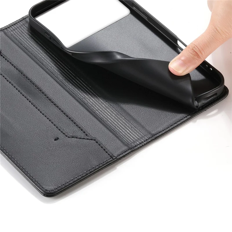 For Samsung Galaxy S26 Edge Wallet Stand Case Line Splicing TPU PU Leather Phone Cover - Black