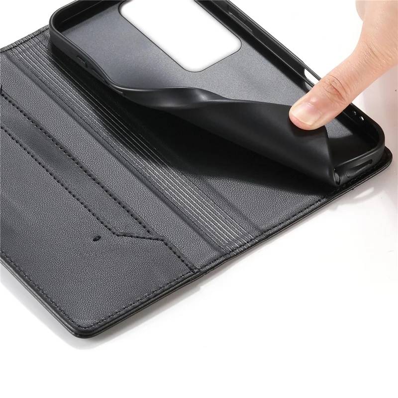 For Xiaomi Redmi 15 4G (EU) (171mm) Wallet Stand Case Line Splicing TPU PU Leather Phone Cover - Black