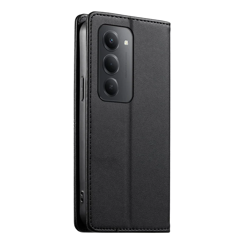 For Xiaomi Redmi 15 5G (Global) (169mm) Wallet Stand Case Line Splicing TPU PU Leather Phone Cover - Black