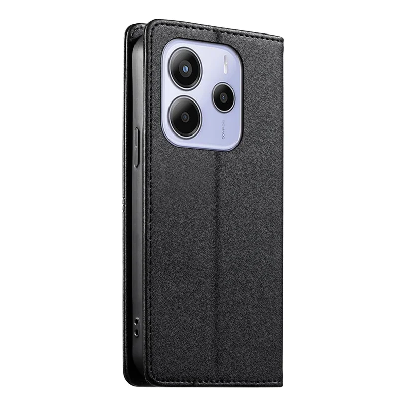 For Xiaomi Redmi Note 14 5G Wallet Stand Case Line Splicing TPU PU Leather Phone Cover - Black