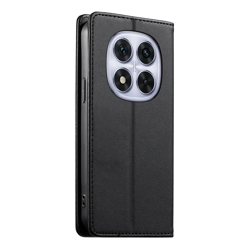 For Xiaomi Redmi Note 14 Pro 5G Wallet Stand Case Line Splicing TPU PU Leather Phone Cover - Black