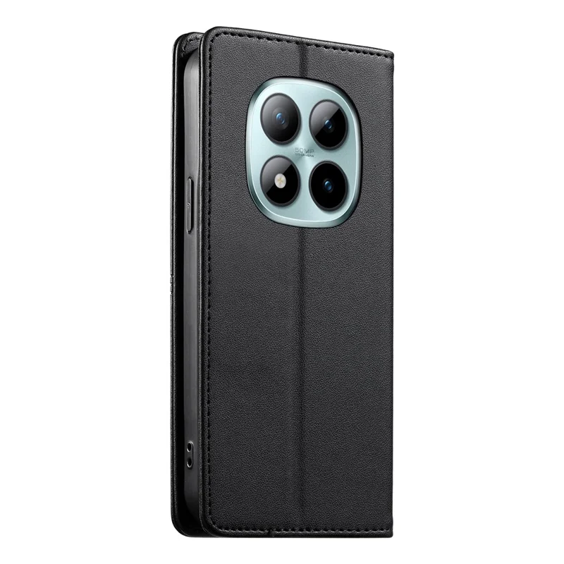 For Xiaomi Redmi Note 15 Pro+ 5G (Global)  /  Poco M8 Pro 5G Wallet Stand Case Line Splicing TPU PU Leather Phone Cover - Black